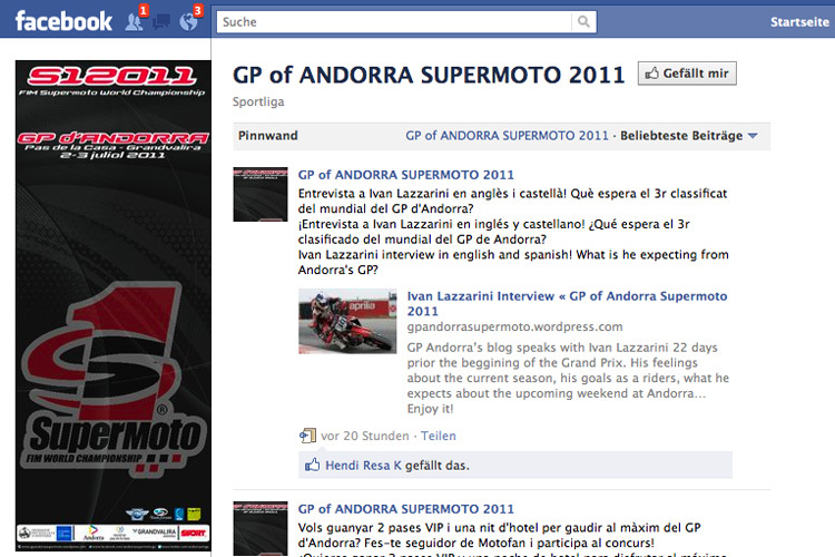 Die Supermoto-WM ist jetzt auch auf Facebook