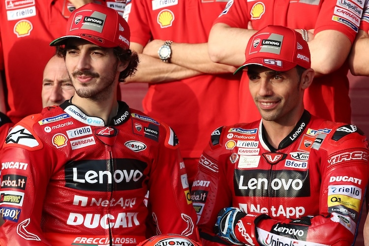 Weltmeister Pecco Bagnaia and Testpilot Michele Pirro