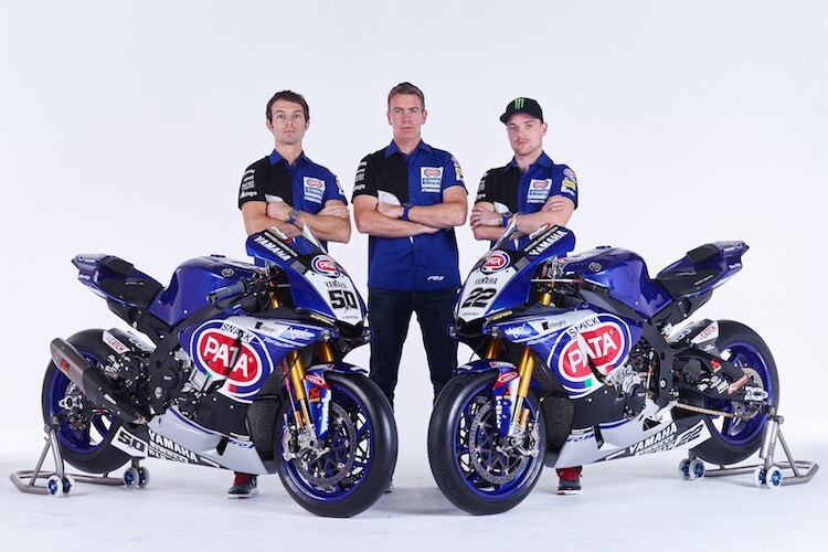 Paul Denning (mitte) mit Sylvain Guintoli (li) und Alex Lowes (re)