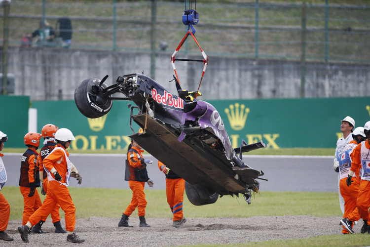 Das Wrack von Daniil Kvyat