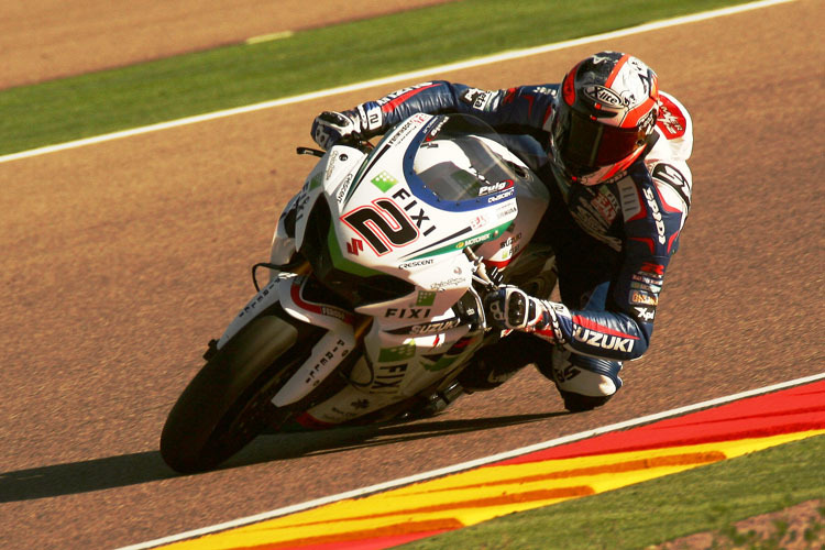 Leon Camier beim Aragon-Test im Oktober 2012