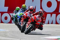 In der Schikane: Petrucci vor Dovi, Mir und Morbidelli