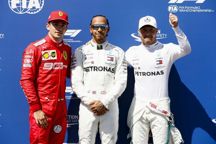 Charles Leclerc, Lewis Hamilton & Valtteri Bottas