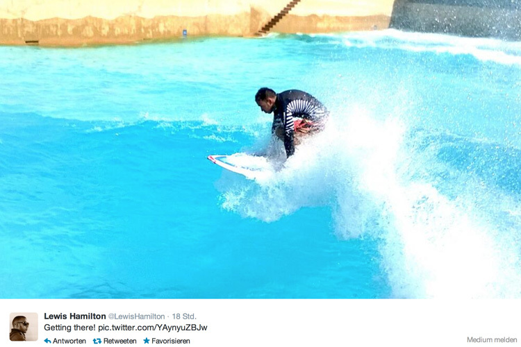 Lewis Hamilton twittert Fortschritte beim Surfen in Dubai