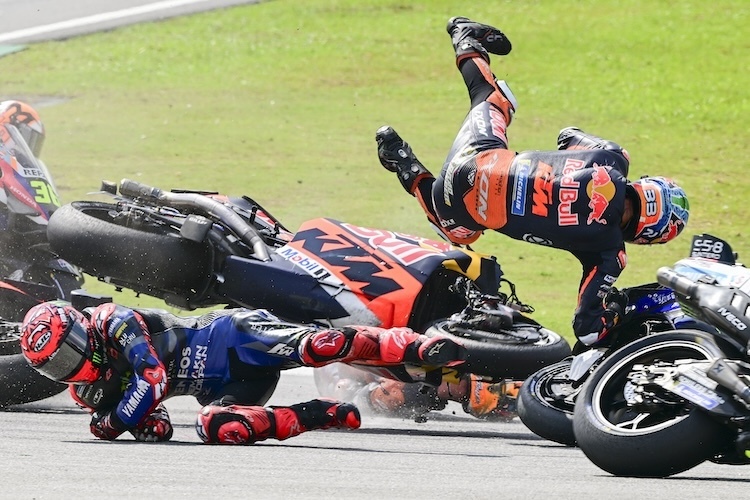 Großes Glück: Beim Unfall im MotoGP-Rennen in Sepang wurde niemand ersthaft verletzt