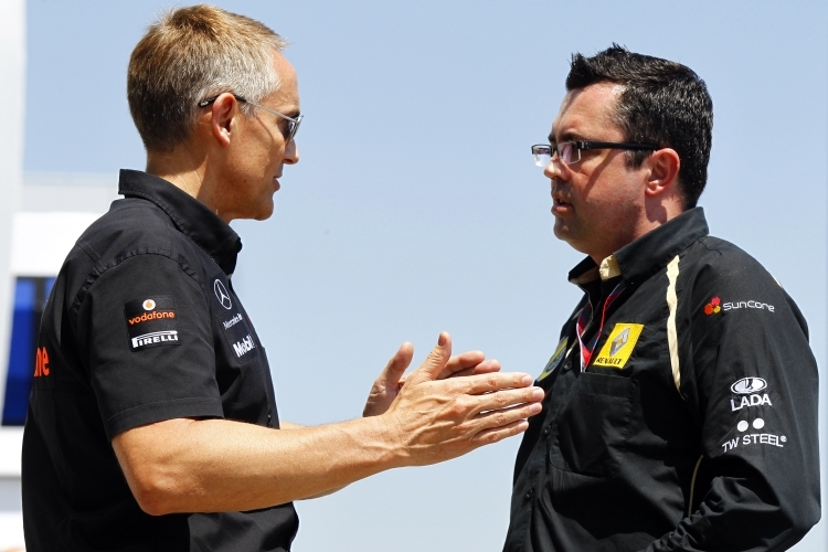 Martin Whitmarsh, Teamchef McLaren und Eric Boullier, Teamchef Lotus Renault GP