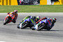 Kampf um den Sieg: Rossi setzte sich gegen Lorenzo durch