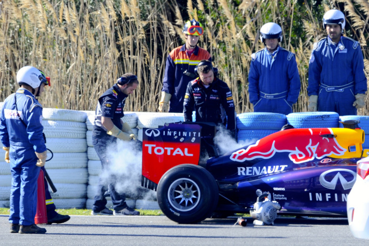 Der Weltmeister mit Problemen: das rauchende Auto von Ricciardo
