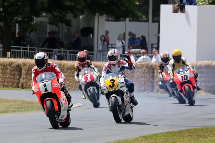 Ein Bild aus dem Vorjahr: Rainey, Doohan, Schwantz, Roberts sr.