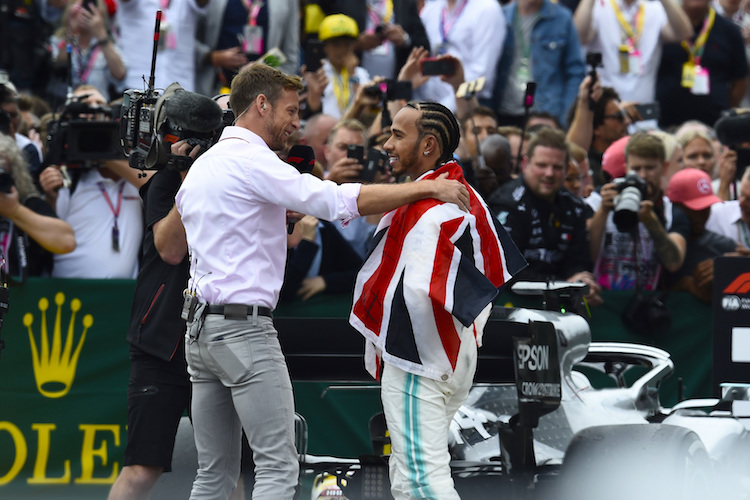 Jenson Button und Lewis Hamilton 2019 in Silverstone