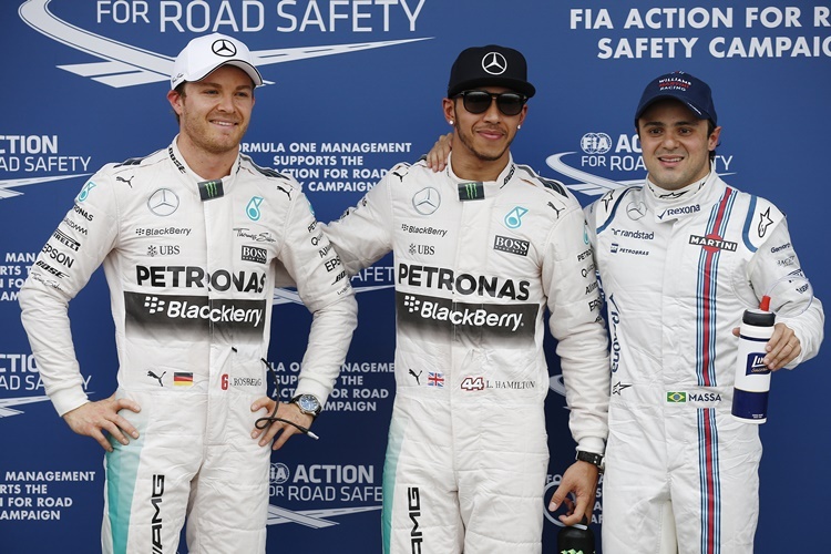 Die Top-3 - Lewis Hamilton, Nico Rosberg und Felipe Massa