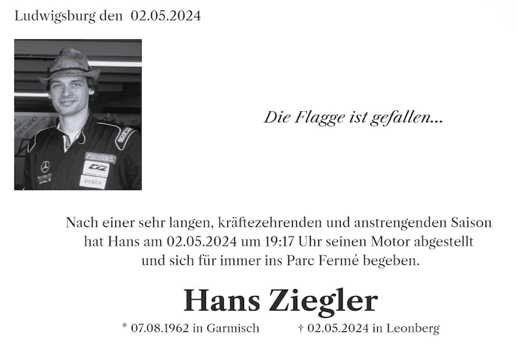 Die Todesanzeige für Hans Ziegler – dieser Text hätte ihm wohl gefallen
