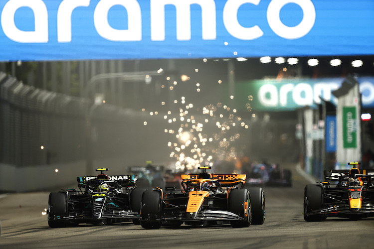 Links Lewis Hamilton, rechts Lando Norris