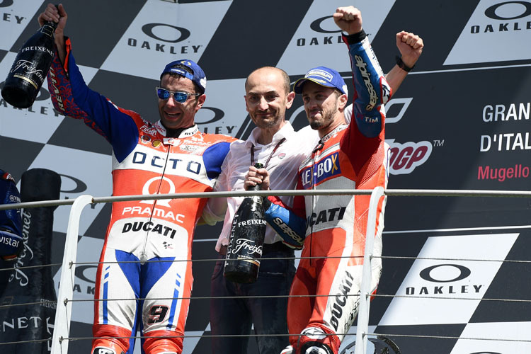 Danilo Petrucci, Claudio Domenicali und Andrea Dovizioso (v.l.)