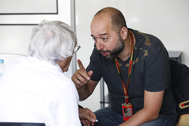 Lotus-Teamchef Gérard Lopez mit Formel-1-Promoter Bernie Ecclestone