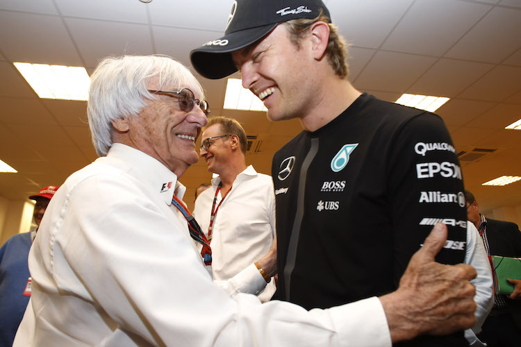 Bernie Ecclestone mit Nico Rosberg