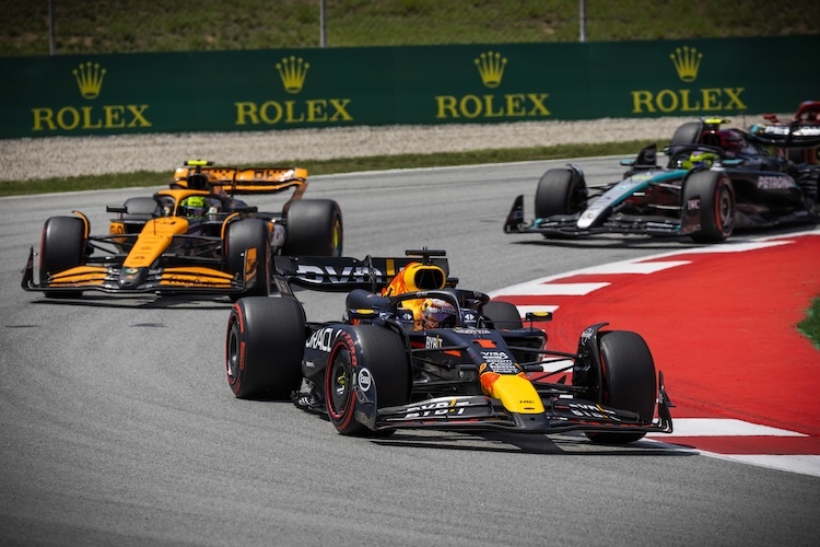 Max Verstappen, Lando Norris und Lewis Hamilton