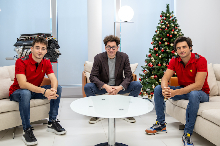 Charles Leclerc, Mattia Binotto und Carlos Sainz