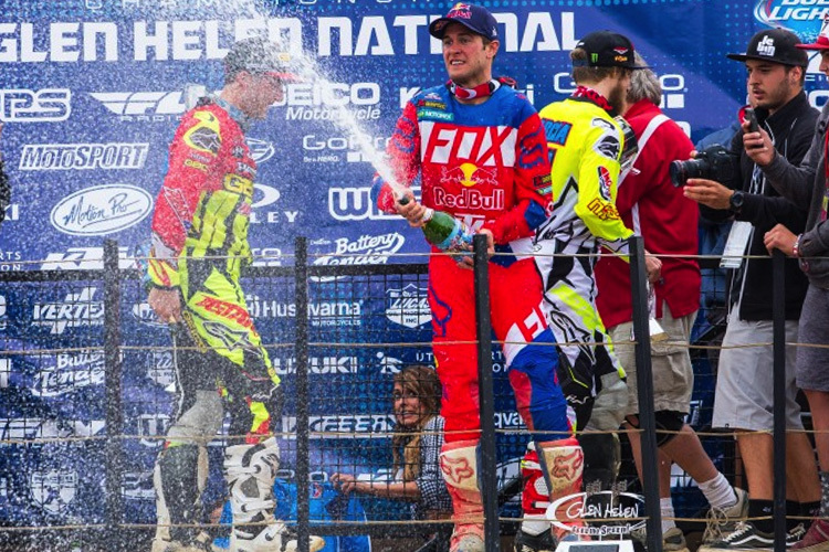 Das 450er-Podium in Glen Helen mit Eli Tomac, Ryan Dungey und Justin Barcia