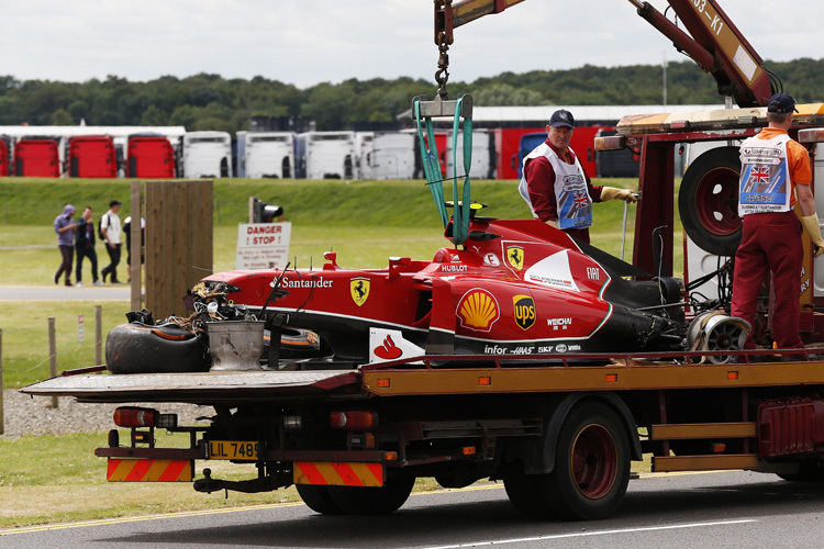 Das Wrack von Kimi Räikkönen