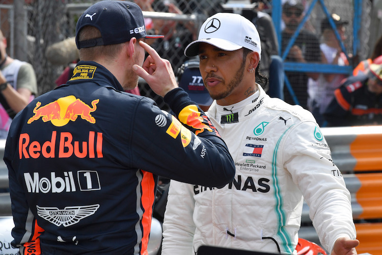 Max Verstappen und Lewis Hamilton