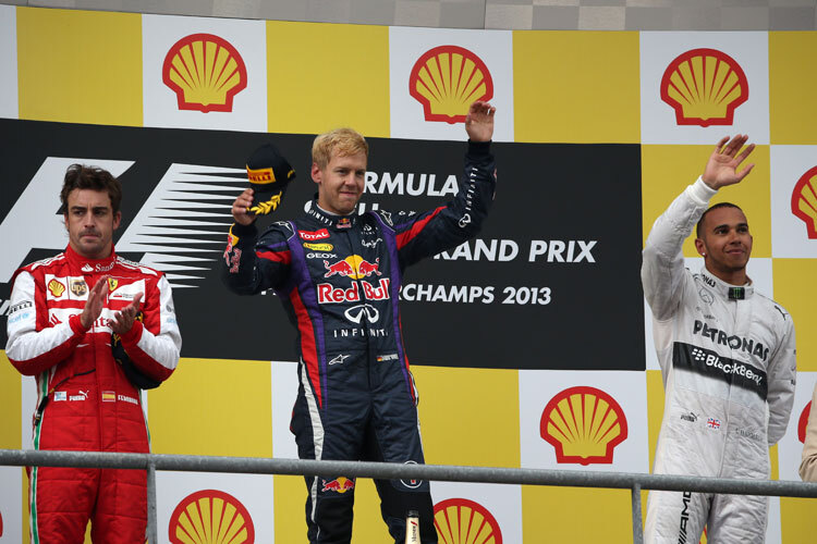 In Spa standen Vettel, Alonso und Hamilton gemeinsam auf dem Podium