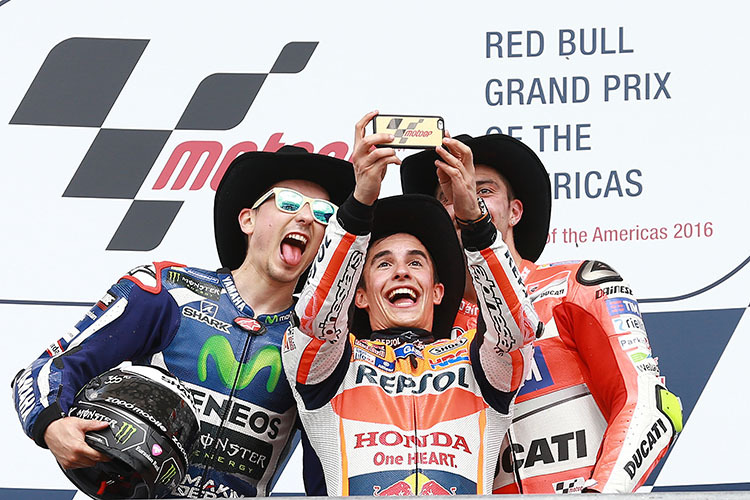 Jorge Lorenzo, Marc Márquez und Andrea Iannone standen in Austin auf dem Podest