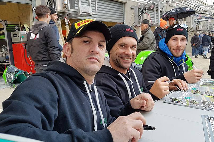 Vizziello, Saiger und Savary (vlnr.) müssen in Suzuka für Bolliger ran