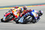 Aragón-GP 2013: Bei diesem Kampf von Lorenzo (99), Pedrosa (26) und Márquez wurde Dani angefahren