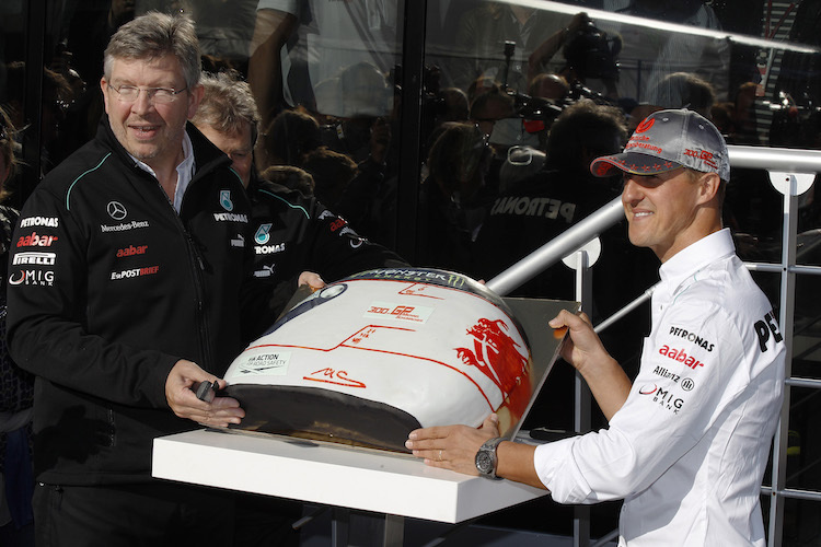 Ross Brawn und Michael Schumacher in Belgien 2012