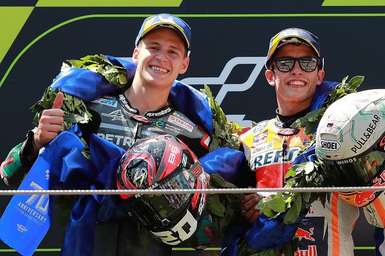 Fabio Quartararo und Marc Márquez auf dem Podium in Barcelona