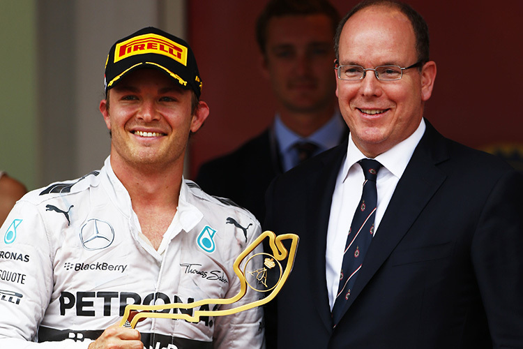 Nico Rosberg und Fürst Albert von Monaco nach dem Rennen 2014
