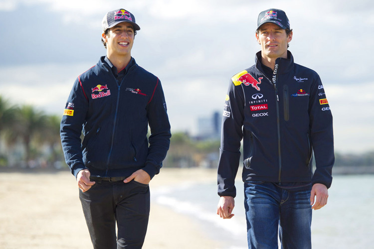 Die Red-Bull-Australier Daniel Ricciardo und Mark Webber