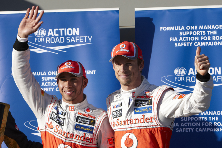 Wie in Australien: Hamilton und Button jubeln