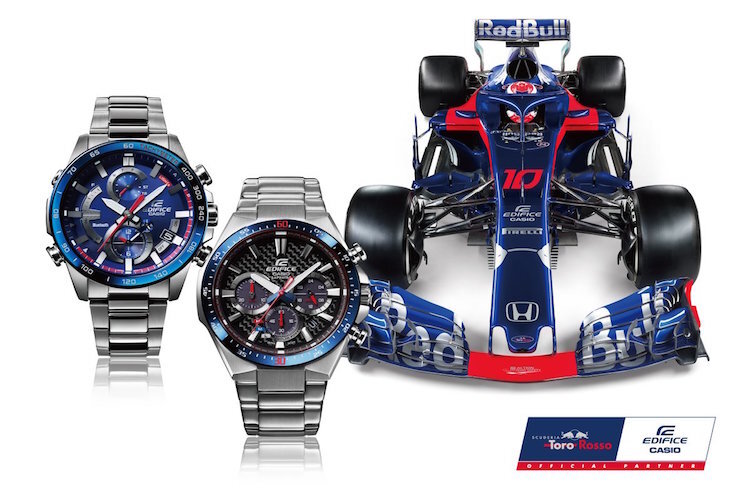 Die neuen Casio-Uhren sind an das Design des Toro Rosso-Renners angelehnt