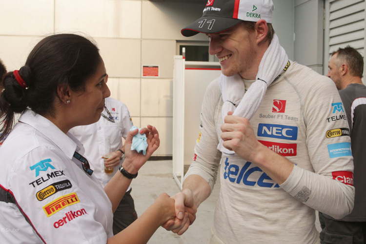 Teamchefin Monisha Kaltenborn und Nico Hülkenberg