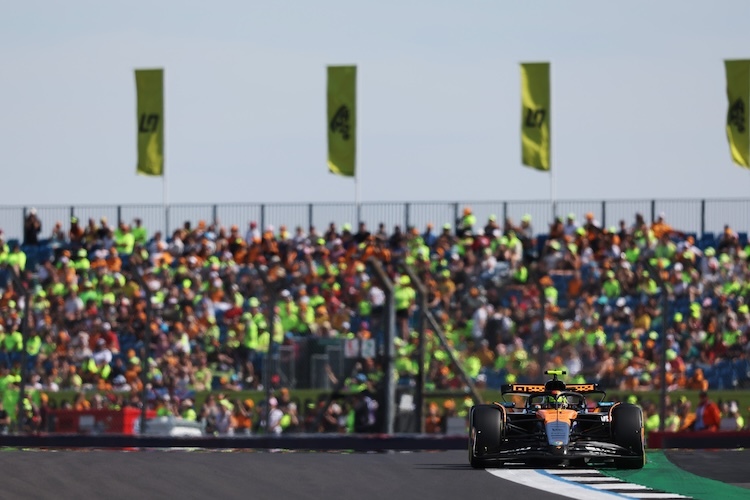 Lando Norris vor seiner eigenen Tribüne, dem Landostand