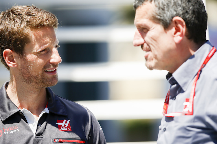 Haas-Teamchef Günther Steiner und Romain Grosjean