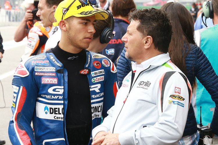 Der WM-Dritte Bastianini mit Fausto Gresini