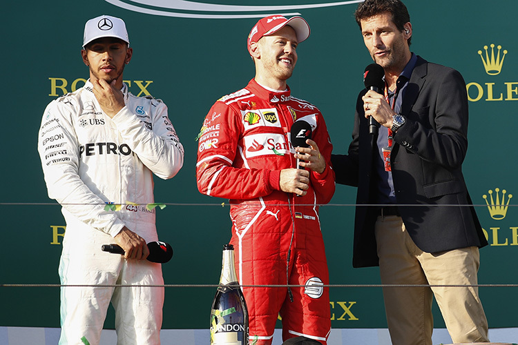 Lewis Hamilton, Sebastian Vettel und Mark Webber