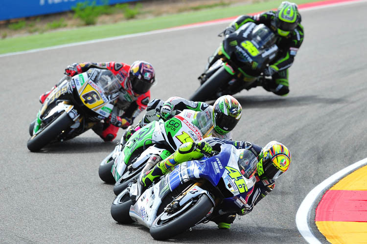 Im Rennen: Rossi vor Bautista, Bradl und Crutchlow