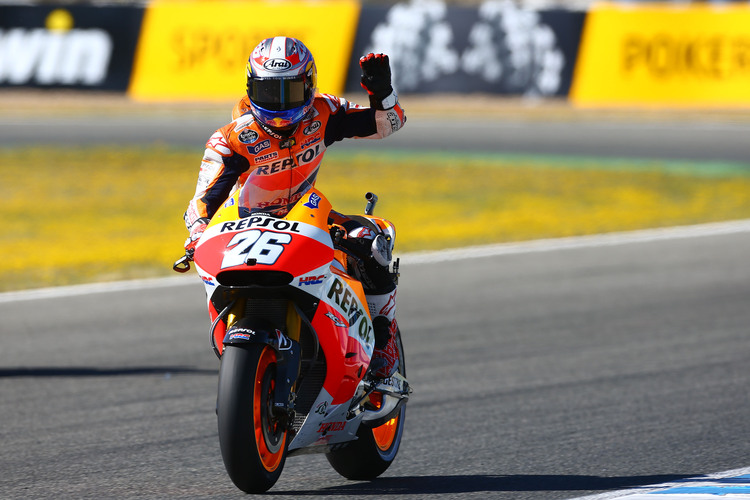 Jerez-GP: Dani Pedrosa winkt den Fans in der Auslaufrunde