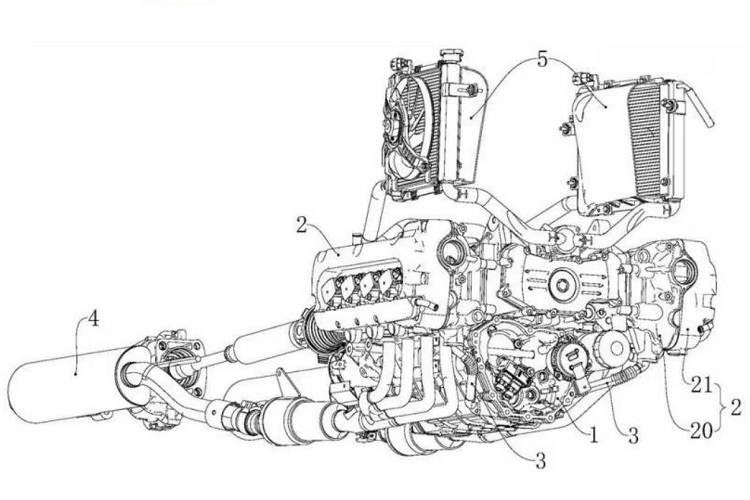 Great Wall Motor: Konstruktionszeichnung des Achtzylinder-Boxermotors für einen Oberklasse-Tourer