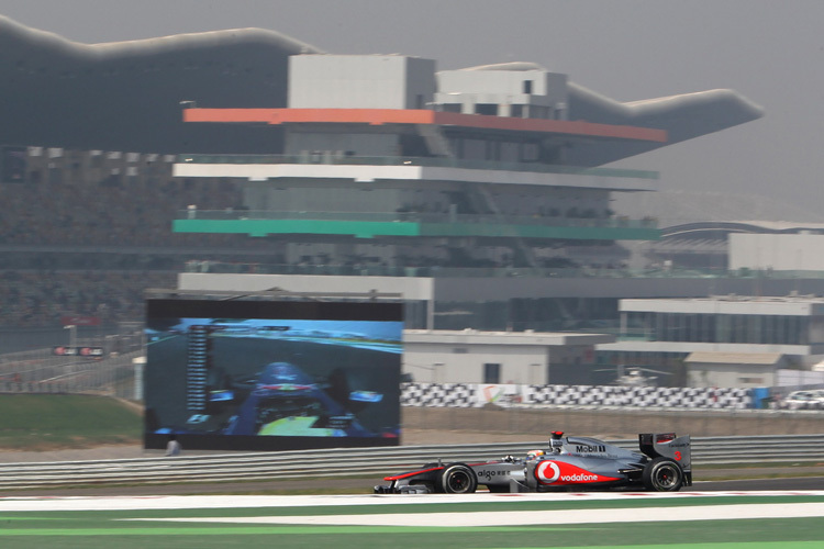 Lewis Hamilton im Smog von Greater Noida