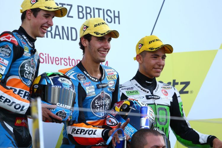 Die Sieger des Moto3-Rennens: Alex Márquez, Rins, Bastianini