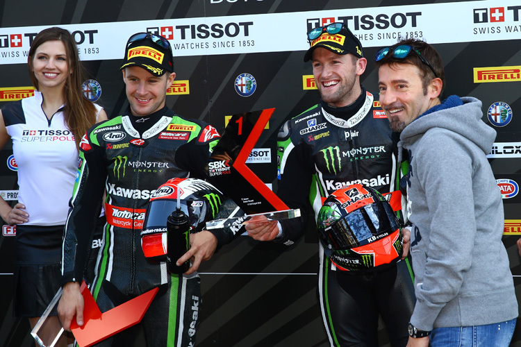 Jonathan Rea, Tom Sykes und Max Biaggi (v.l.)