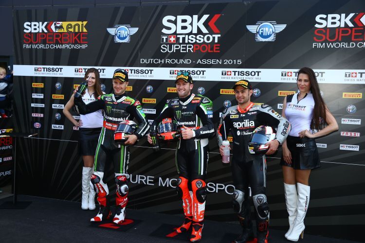 Die drei Schnellsten des Qualifyings: Jonathan Rea, Sykes, Haslam