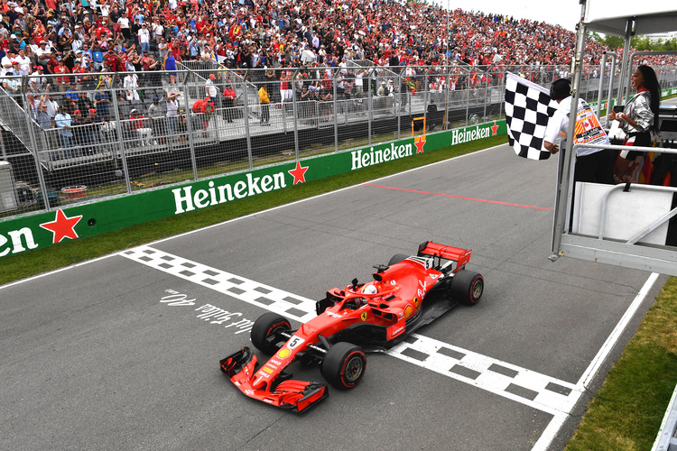 Immer wieder Ärger mit der Flagge: Hier Vettel in Kanada 2018