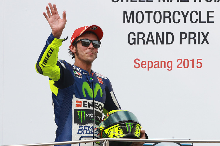 Valentino Rossi auf dem Podest in Sepang