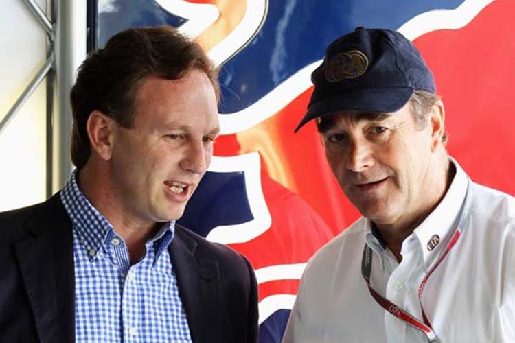 Nigel Mansell mit Christian Horner (Teamchef Red Bull Racing)